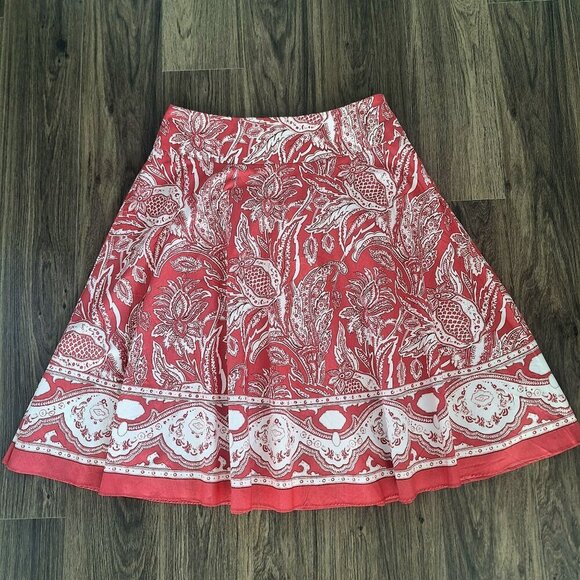 💙 Talbots Artsy 100% Cotton Flowy Midi Skirt Size 8 Preppy Feminine Old Money - Picture 8 of 8